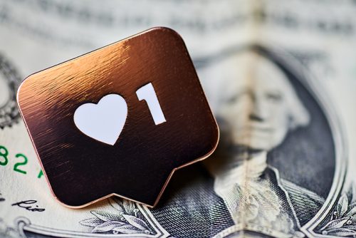 Like heart symbol on dollar