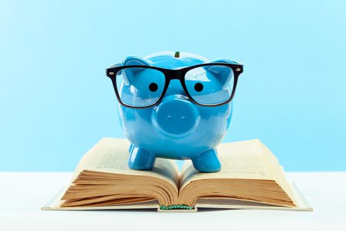 Blue piggy bank or money box
